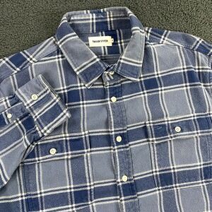 Taylor Stitch Ledge Shirt in Ocean Plaid size 46, 2XL Organic Cotton Plaid Blue